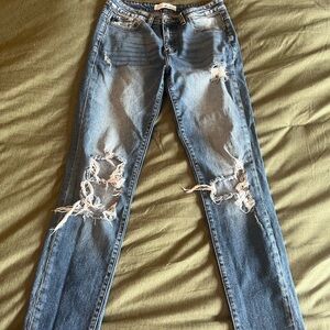 Distressed Blue Jeans